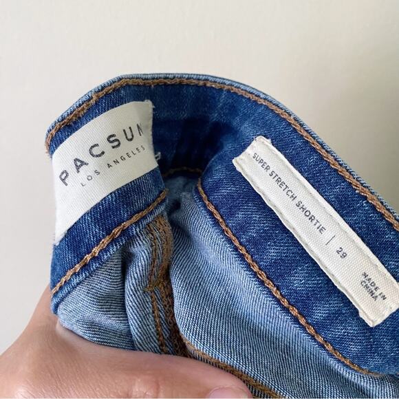 Pacsun | Super Stretch Shortie Jean Denim Shorts Distressed Rolled Hem Size 29 - Picture 3 of 3